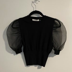 Vici Collection Black Organza Puff Sleeve Top